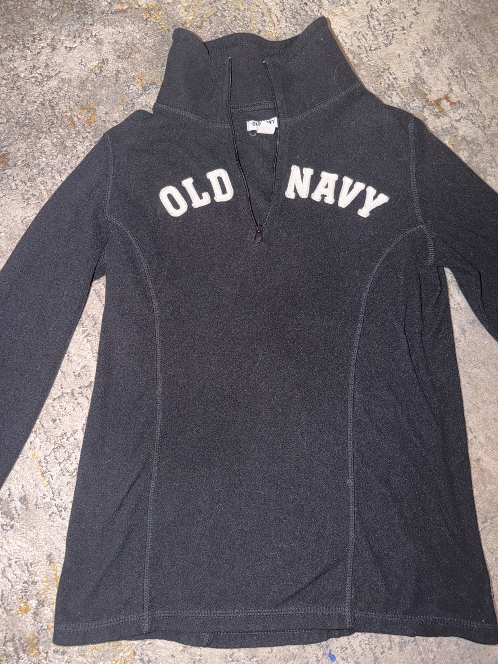 Old Navy Black Quarter-Zip Fleece Pullover with White Logo